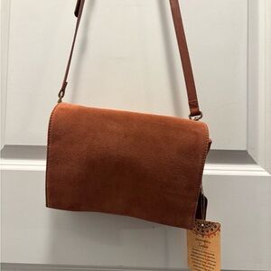 Brown Suede Crossbody Bag | New with Tags
